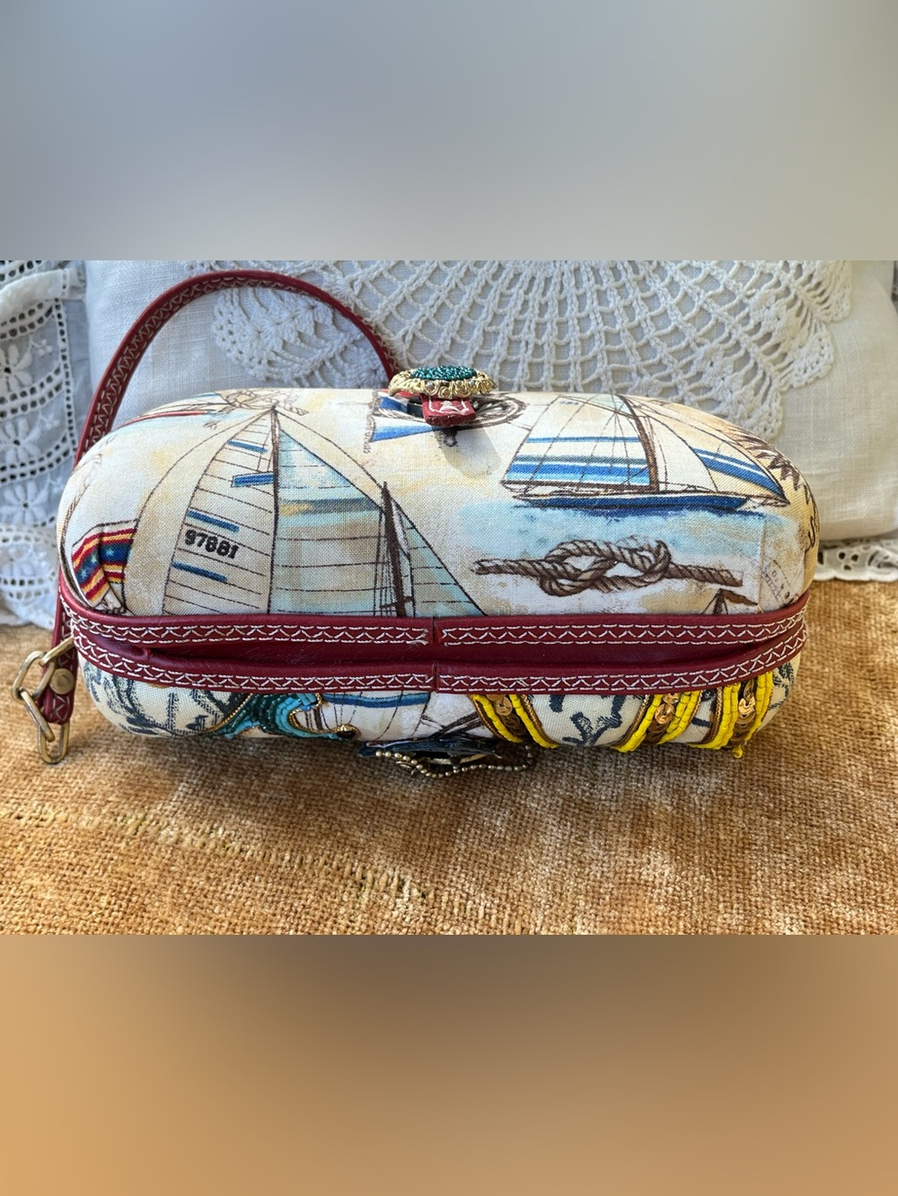 Mary Frances Vintage Nautical ⛵️ Embroidered Purse Handbag GUC Vintage - Picture 7 of 9
